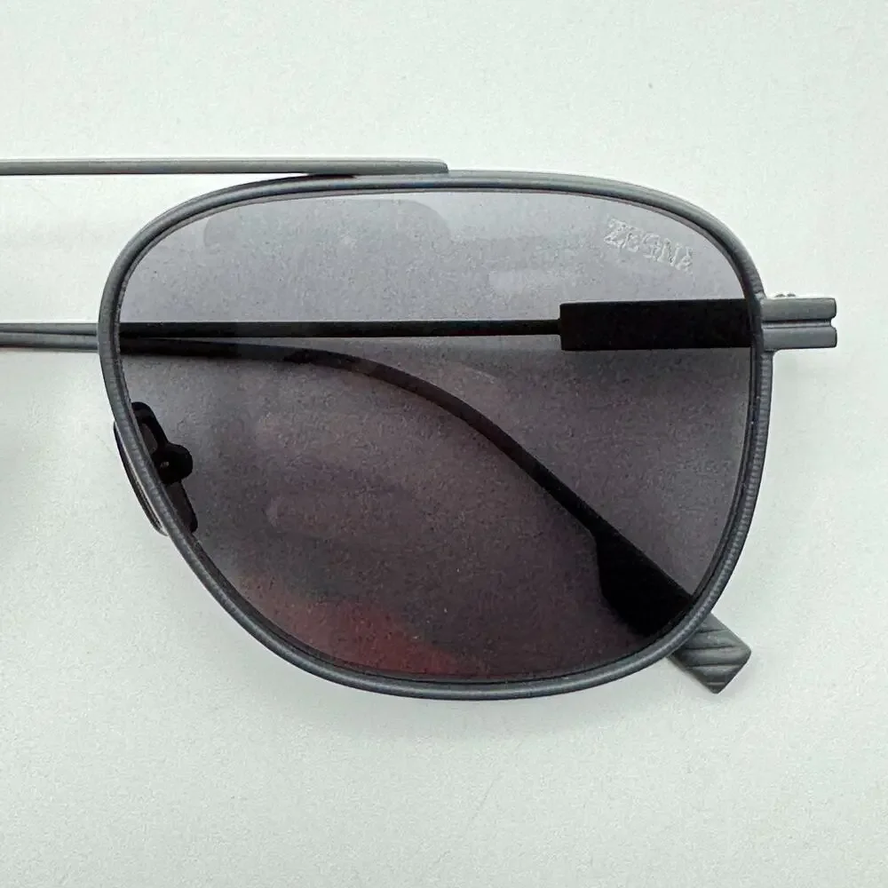 Ermenegildo Zegna Sunglasses EZ0291 91A Matte Blue Pilot Frame Gray Lens 57mm